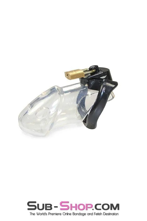 7327AR      Black Balled Locking Cock & Ball Chastity Set