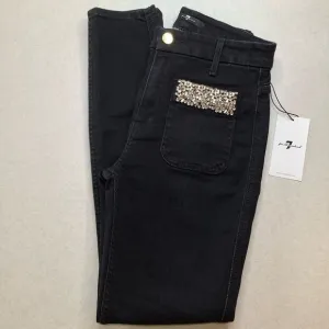 7 For All Mankind Jeans 25 High Waist Skinny Rhinestone Pocket Rinsed Bl…