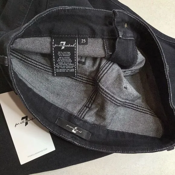 7 For All Mankind Jeans 25 High Waist Skinny Rhinestone Pocket Rinsed Bl…