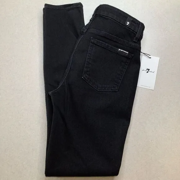 7 For All Mankind Jeans 25 High Waist Skinny Rhinestone Pocket Rinsed Bl…