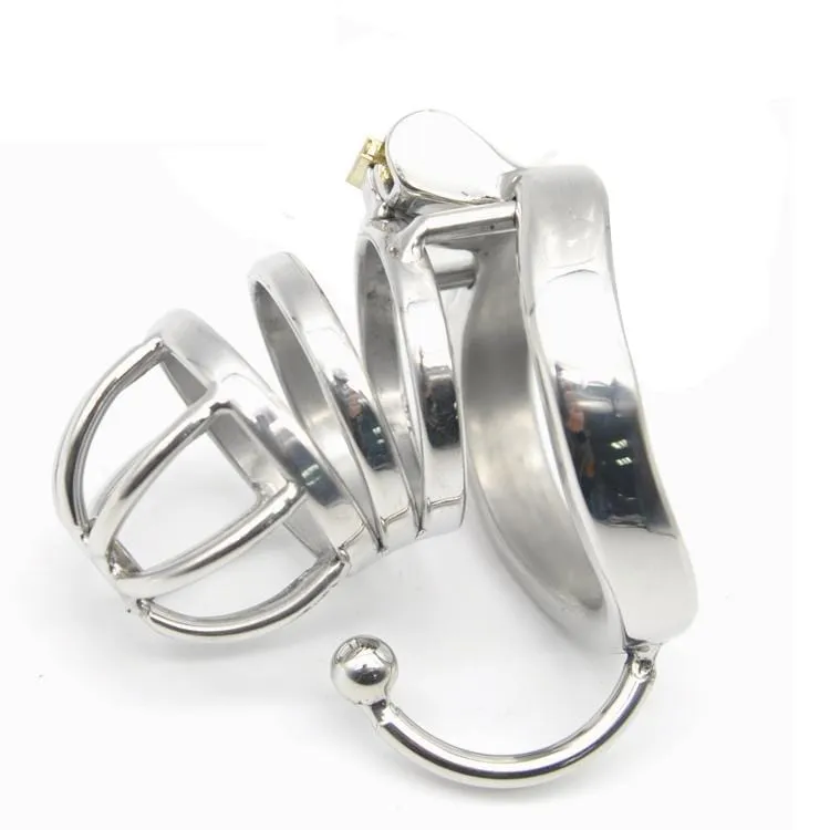 9932RS      Shorty High Security Hard Time Steel Male Chastity with Ball Separation Rod