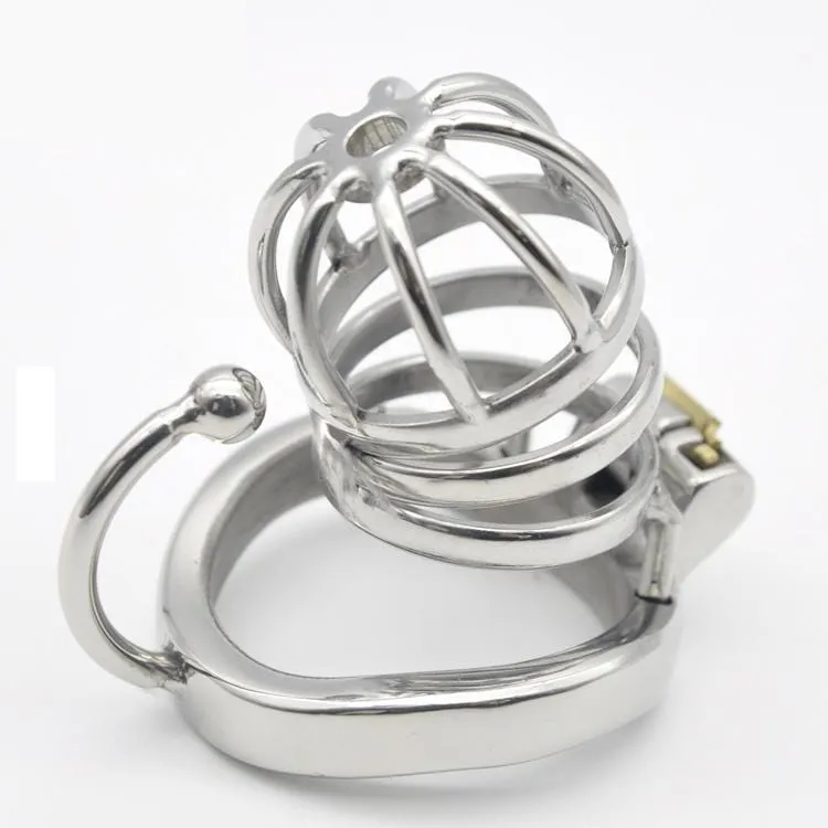 9932RS      Shorty High Security Hard Time Steel Male Chastity with Ball Separation Rod