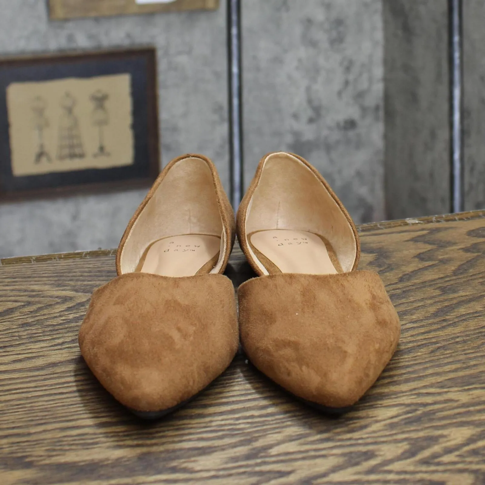 A New Day Women's Julie Ballet Flats with Memory Foam Insole Cognac Brown 7M