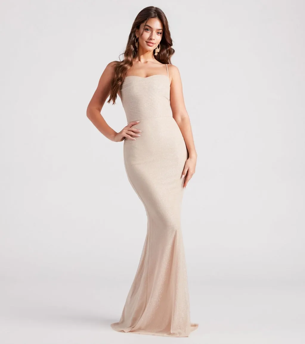 Addison Glitter Mesh Formal Dress