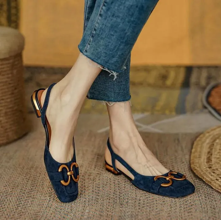 AINA - Elegant Slingback Flats with Buckle Detail