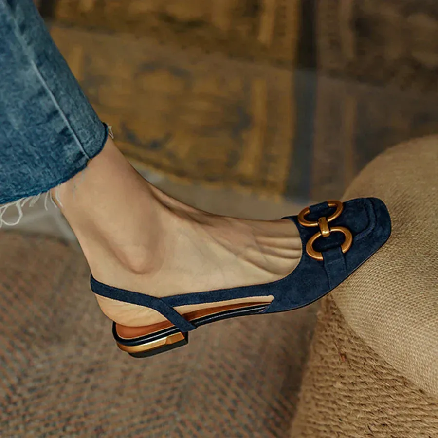 AINA - Elegant Slingback Flats with Buckle Detail