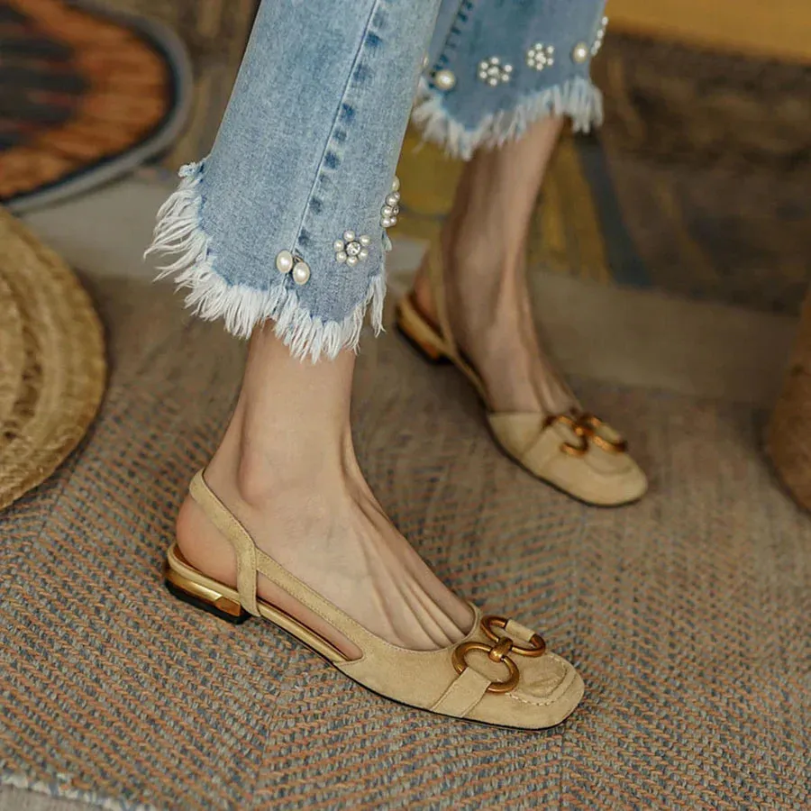 AINA - Elegant Slingback Flats with Buckle Detail