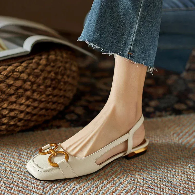 AINA - Elegant Slingback Flats with Buckle Detail