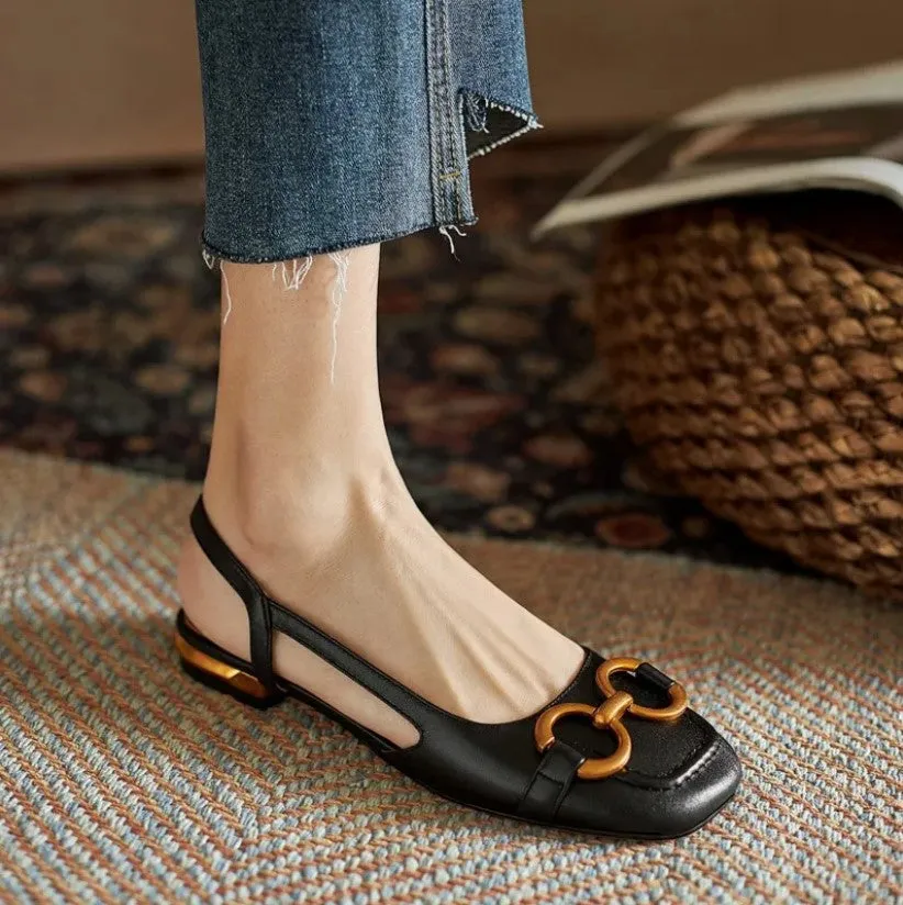 AINA - Elegant Slingback Flats with Buckle Detail