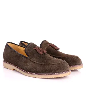 Aldo Men's Tassel Suede Loafers | Coffee Brown