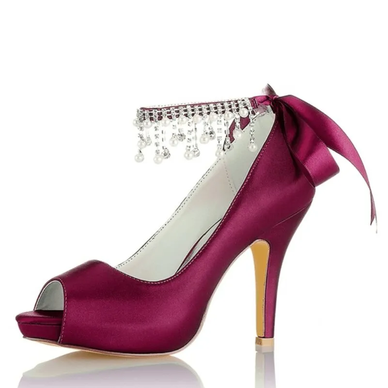 Ankle Strap Beaded Wedding Shoes Party Stiletto Party Heels