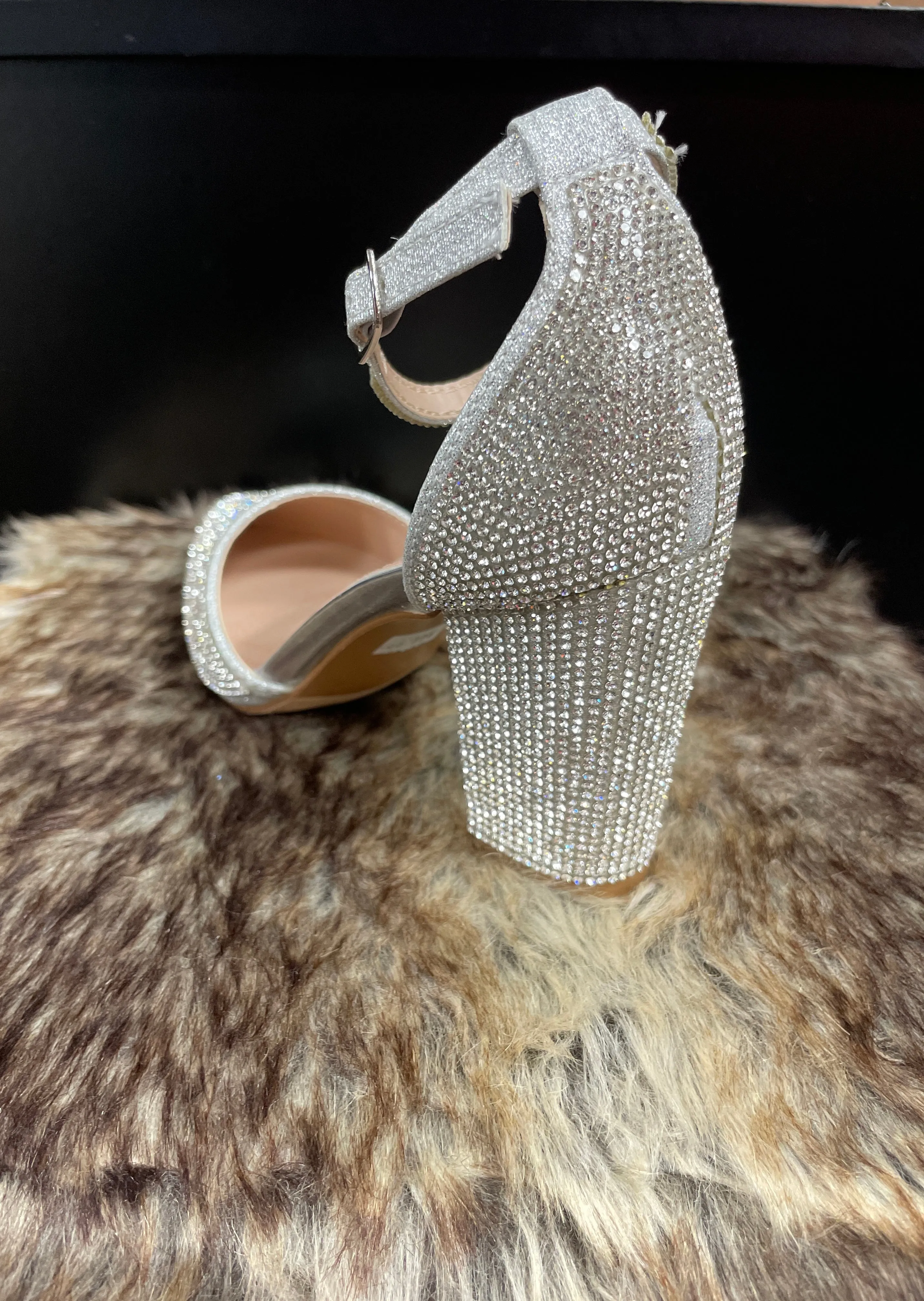 Anna Silver Rhinestone Heels