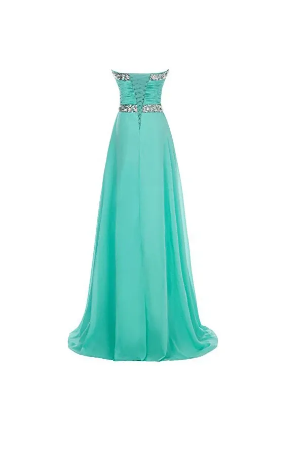 Anneprom A-Line Long Chiffon Prom Dress Evening Gown Crystal Beaded APB0014
