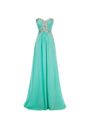 Anneprom A-Line Long Chiffon Prom Dress Evening Gown Crystal Beaded APB0014