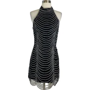 ANNY LEE Black High Neckline Crystal Embellished Short Cocktail Dress Size XL
