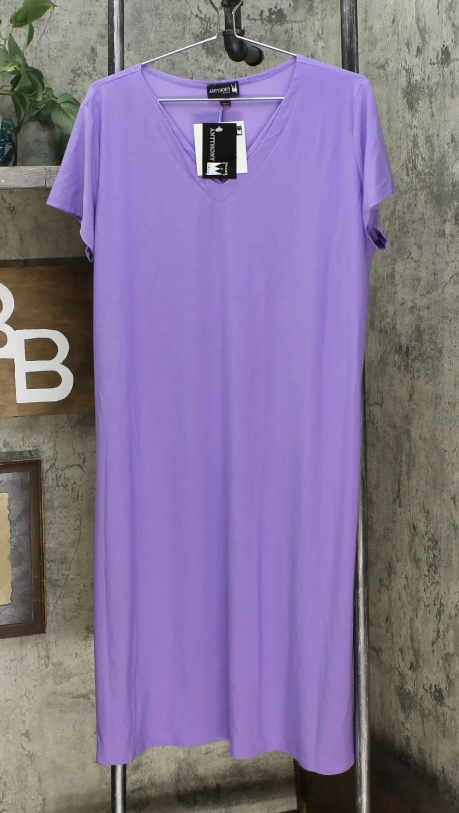 Antthony Women's Petite Double Layer V-Neck Solid Midi Dress