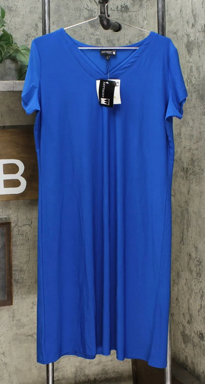 Antthony Women's Petite Double Layer V-Neck Solid Midi Dress