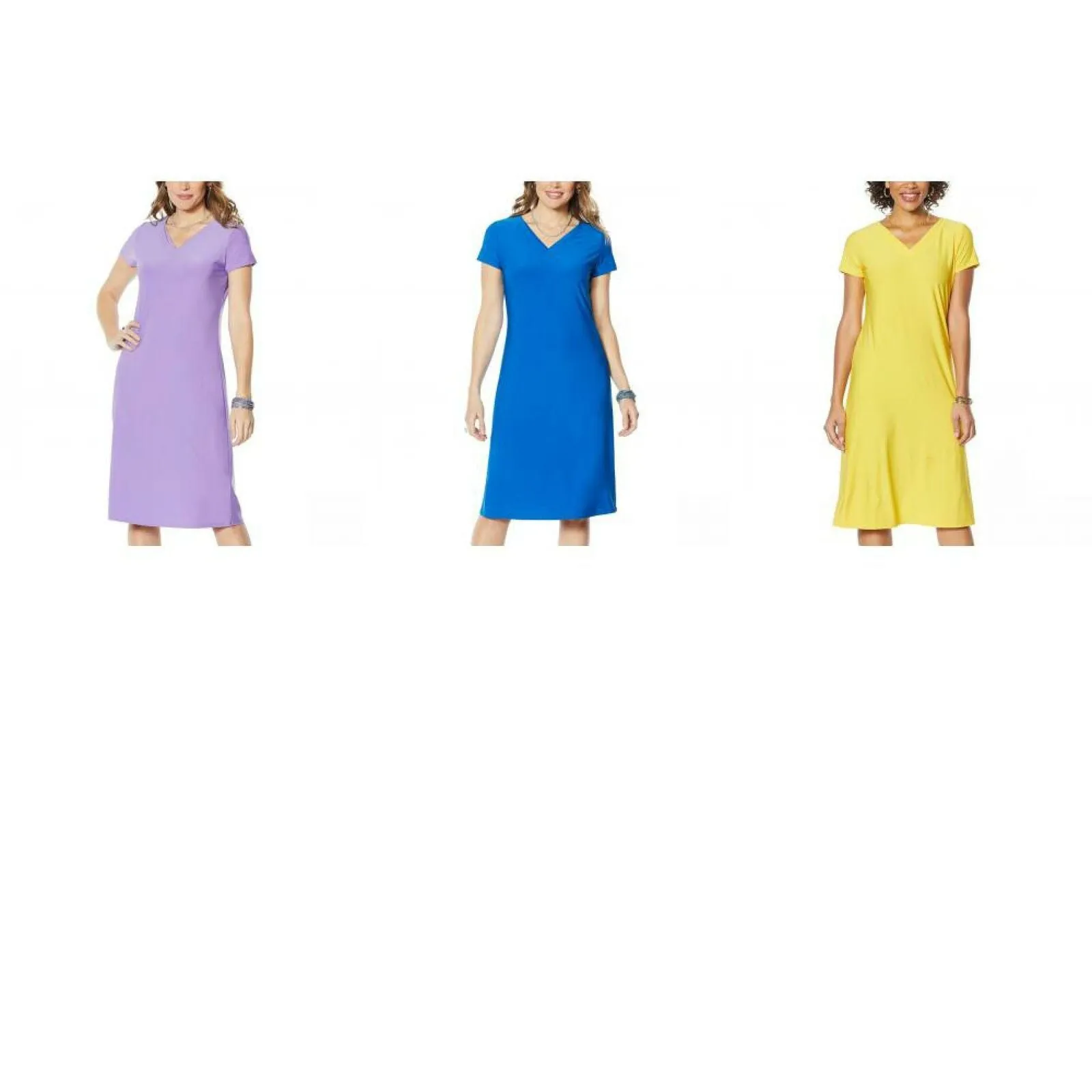 Antthony Women's Petite Double Layer V-Neck Solid Midi Dress