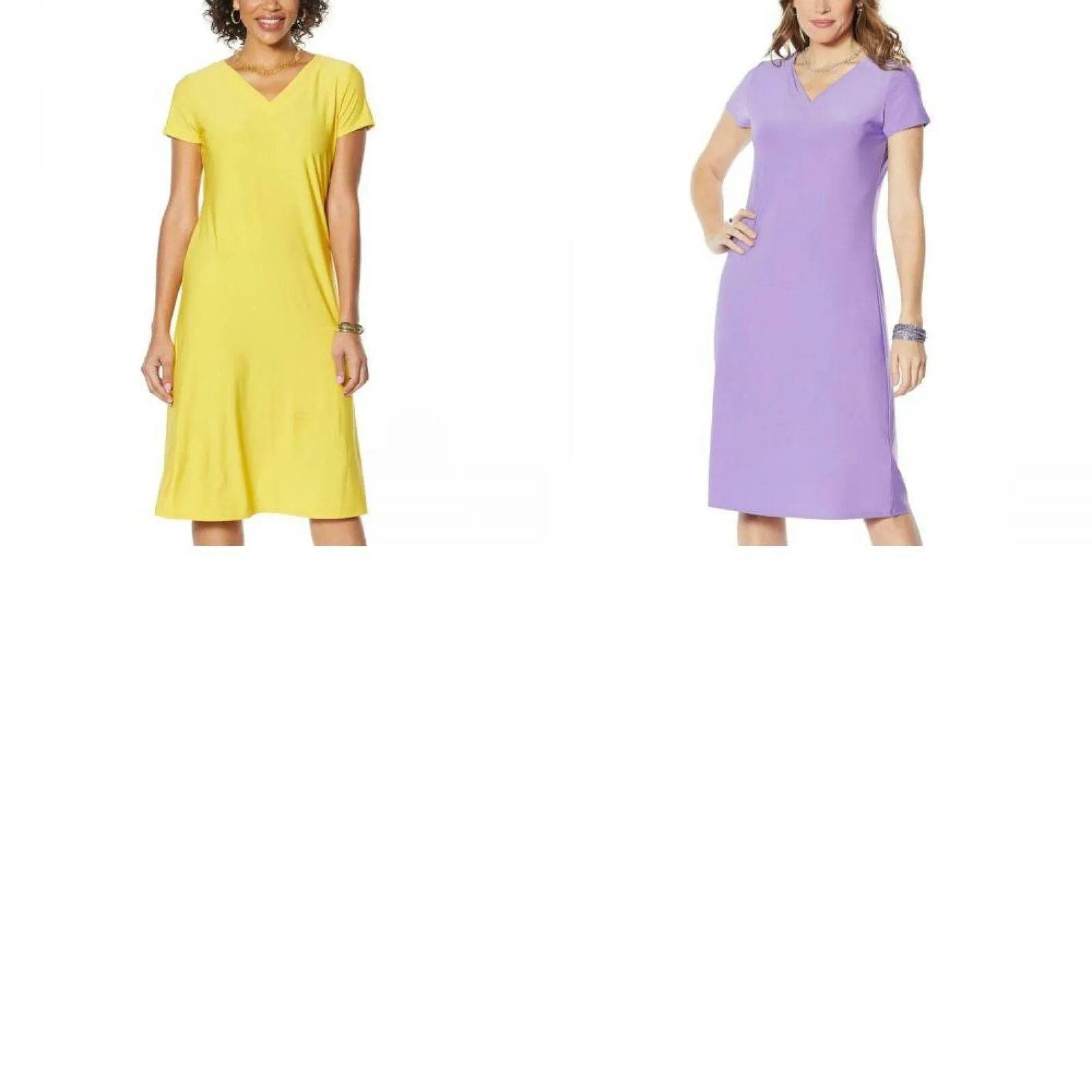 Antthony Women's Petite Double Layer V-Neck Solid Midi Dress