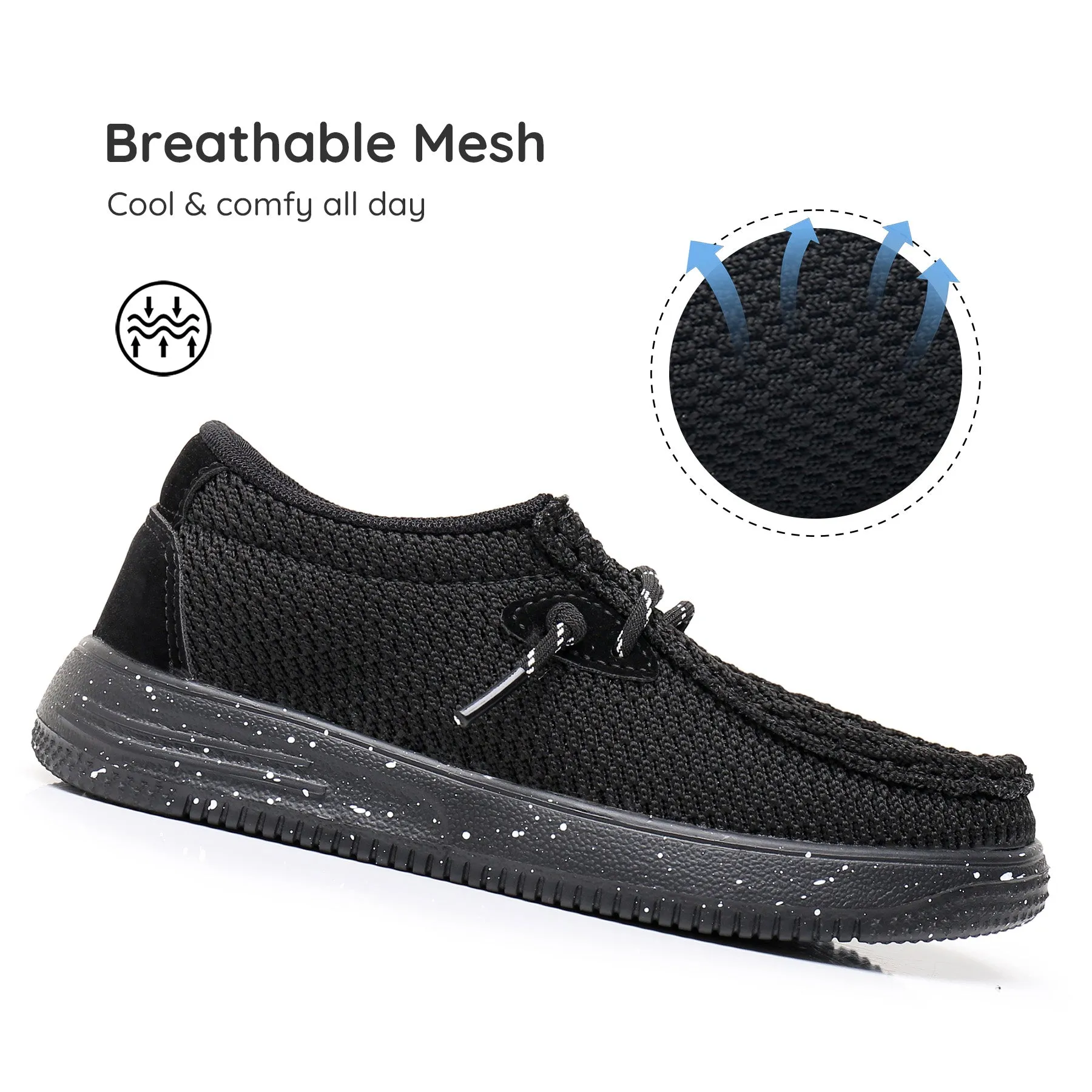 Apakowa Kids Boys Girls Loafers Slip-On Casual Walking Shoes-XFQ627-Black