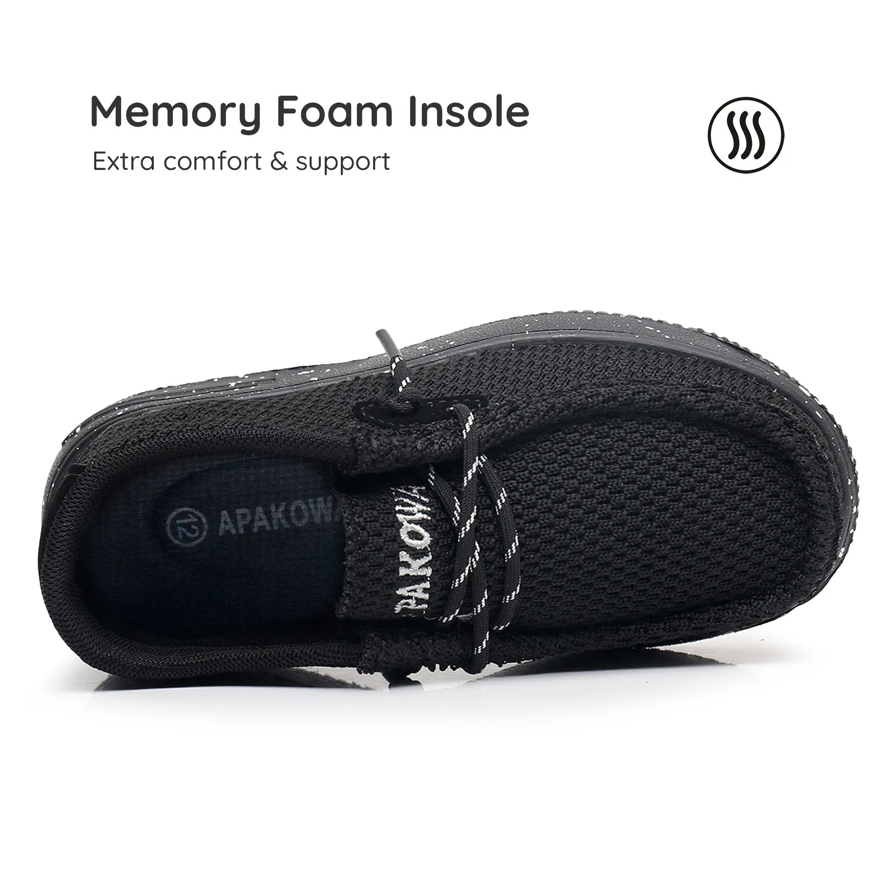 Apakowa Kids Boys Girls Loafers Slip-On Casual Walking Shoes-XFQ627-Black