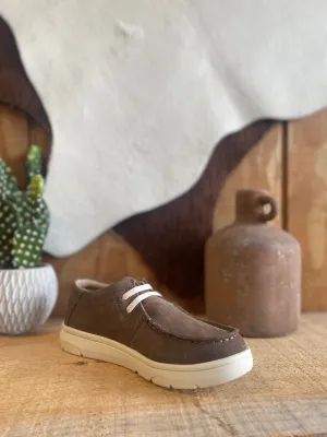 ARIAT YOUTH HILO BROWN BOMBER SUEDE SHOE