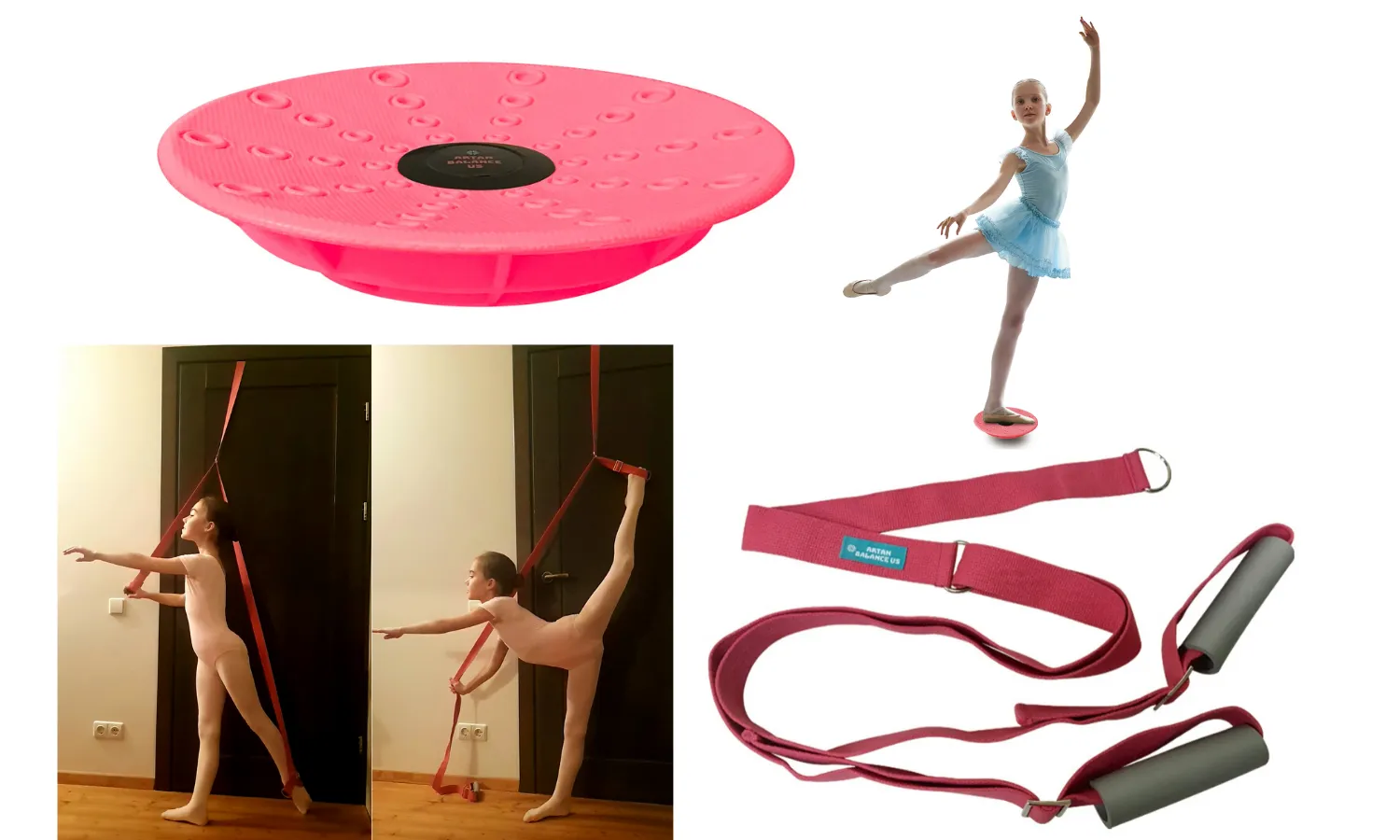 Artan Balance Leg Stretching Strap and Ballet Balance Board, 2 Pc. Set