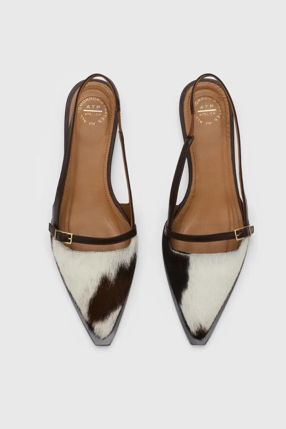 ATP All Tomorrow's Parties Cortina Cow Print Nappa Slingback Flat Unique