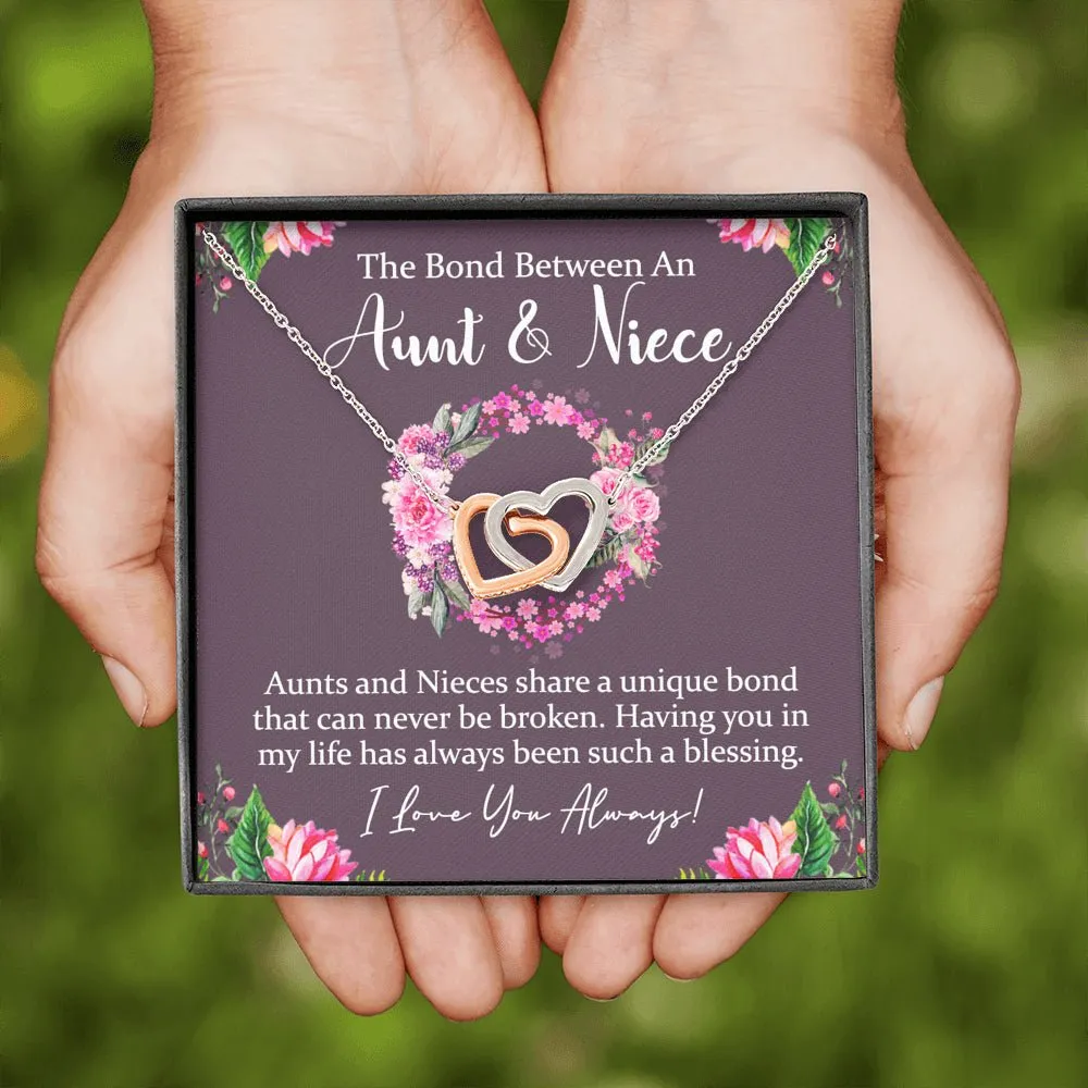 Aunt & Niece Interlocking Hearts Necklace, Aunt Gift, Niece Gift, Maroon