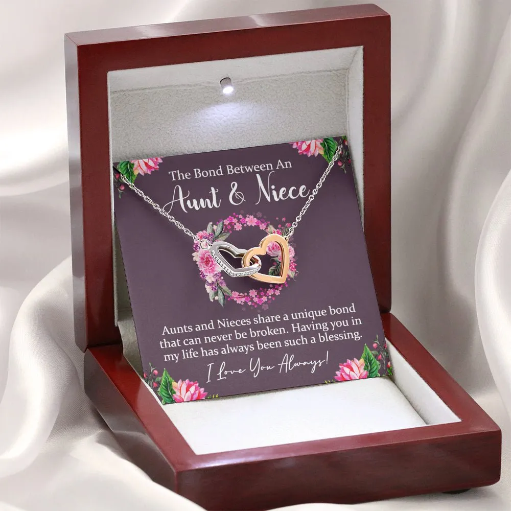 Aunt & Niece Interlocking Hearts Necklace, Aunt Gift, Niece Gift, Maroon