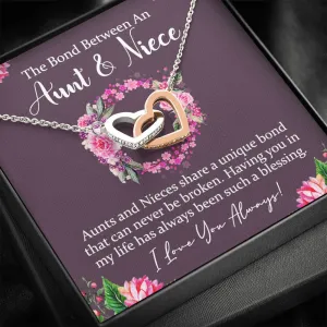 Aunt & Niece Interlocking Hearts Necklace, Aunt Gift, Niece Gift, Maroon