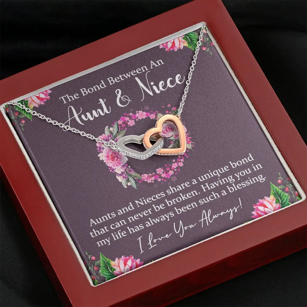 Aunt & Niece Interlocking Hearts Necklace, Aunt Gift, Niece Gift, Maroon