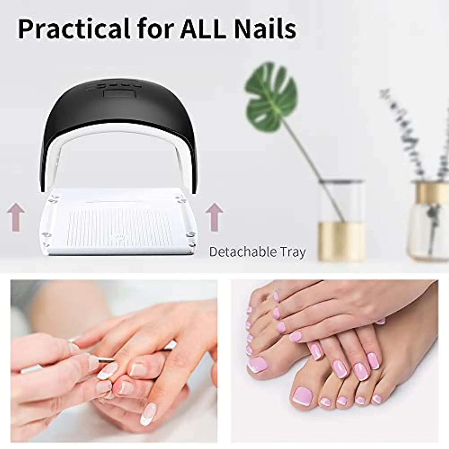 Ayshone 48W Cordless LED Gel Nail Lamp,Professional Curing Lamp For Fingernail and Toenail,Rechargeable Nail Dryer for Home and Salon (Black)