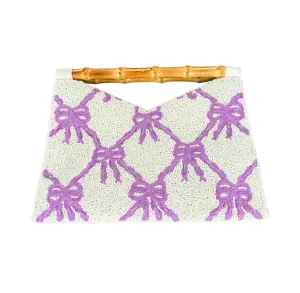 Bamboo Handle Clutch in Lavender Bows