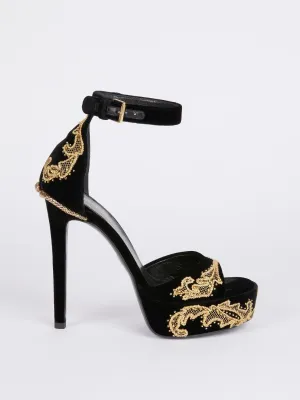 Baroque Embellished Contrast Sandals