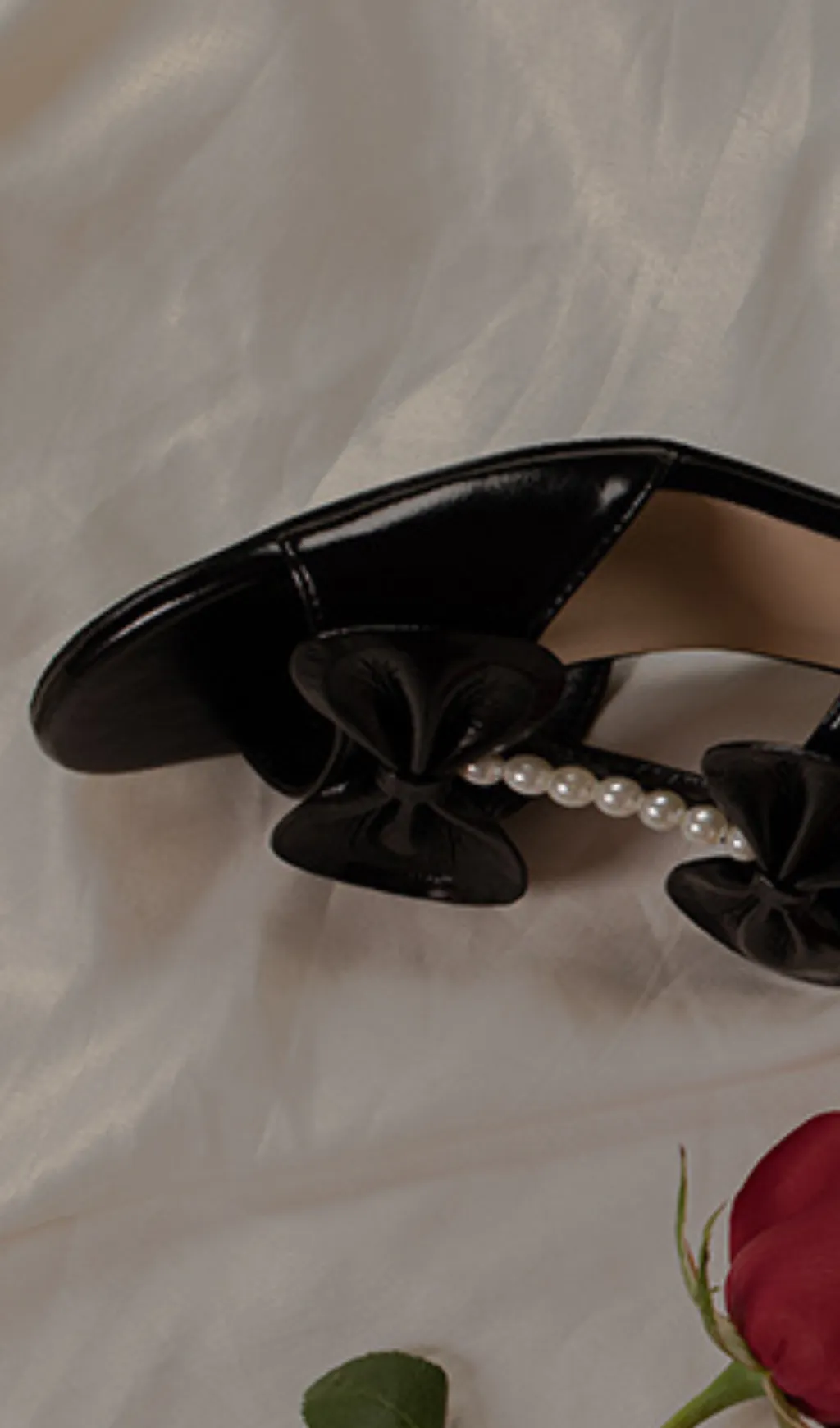 BEADED BOW HIGH HEEL SANDALS