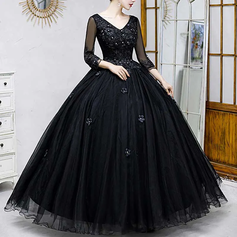 Beaded Lace Pattern Bridal Gown Princess Dresses
