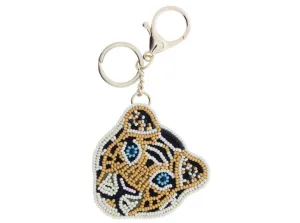 Beaded Leopard Face Keychain