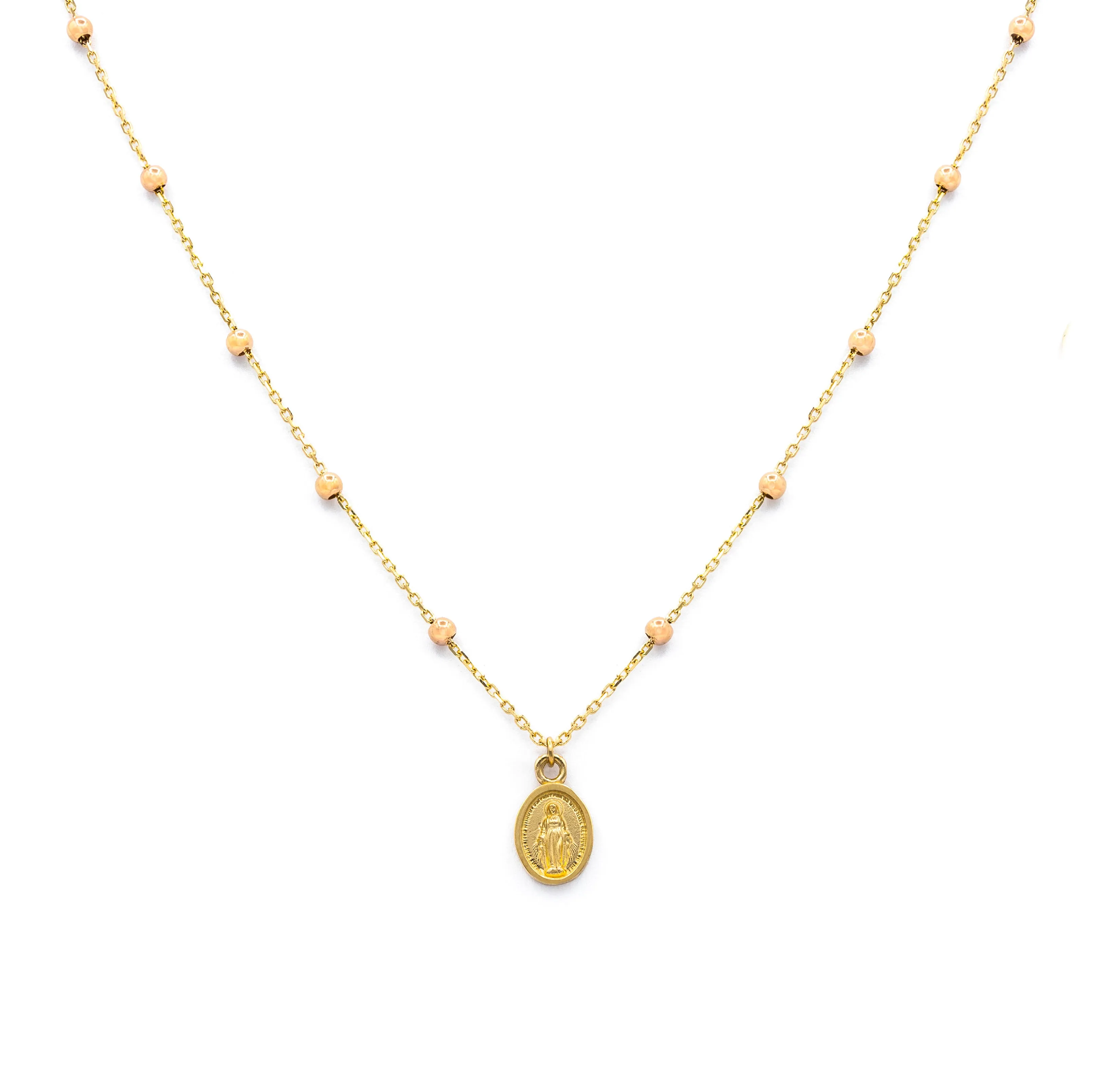 Beaded Miniature Miraculous Medal Necklace