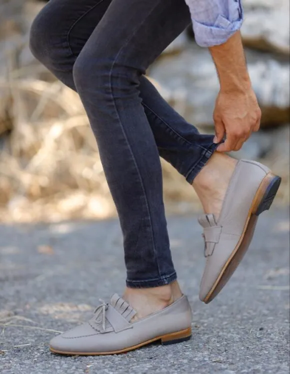 Beige Kiltie Loafers