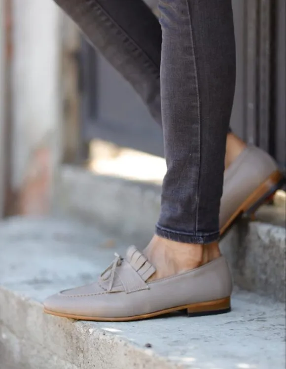 Beige Kiltie Loafers