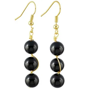 Black Agate Stone Drop Earrings