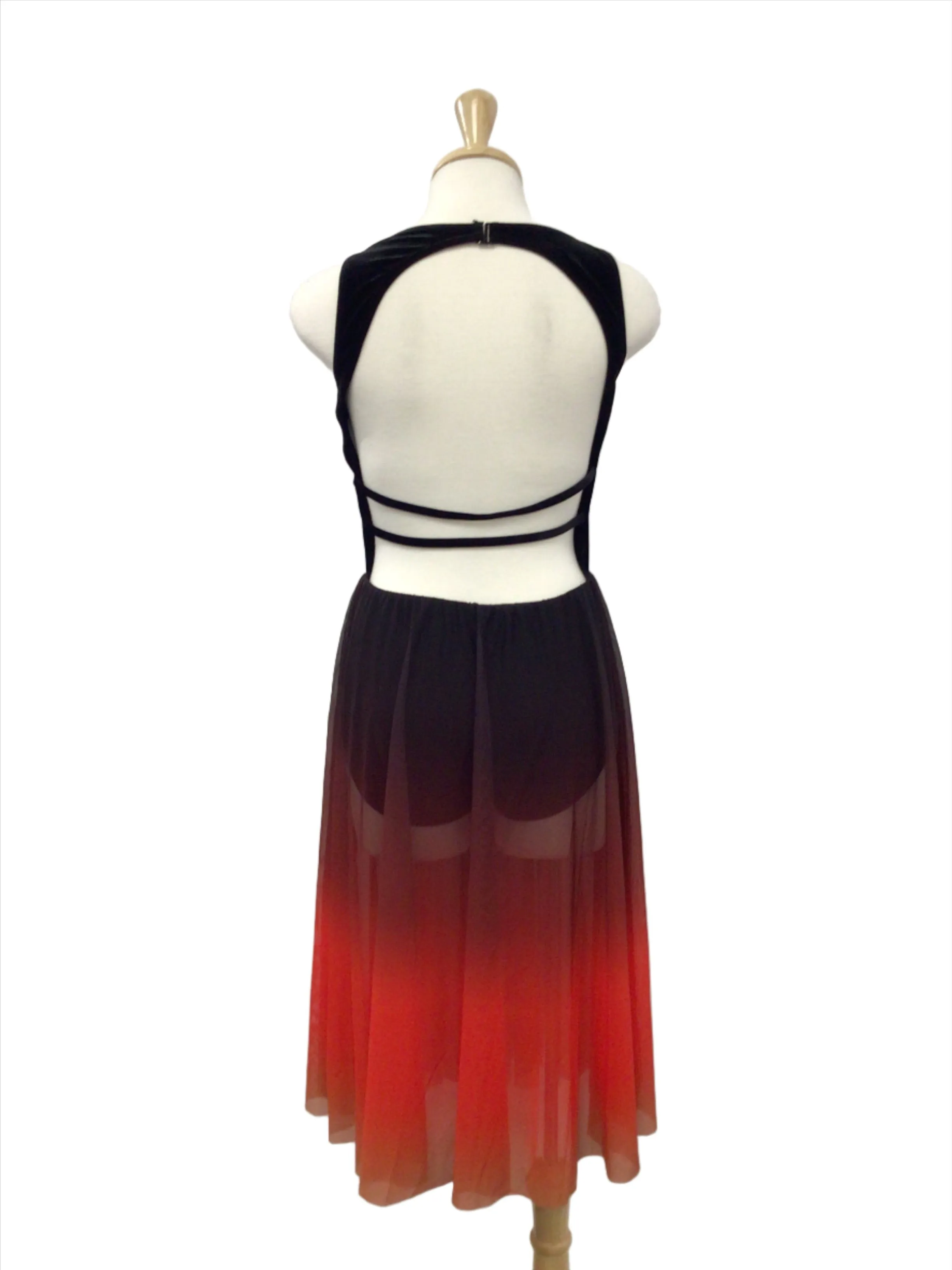 Black and Red Ombre Long Dress