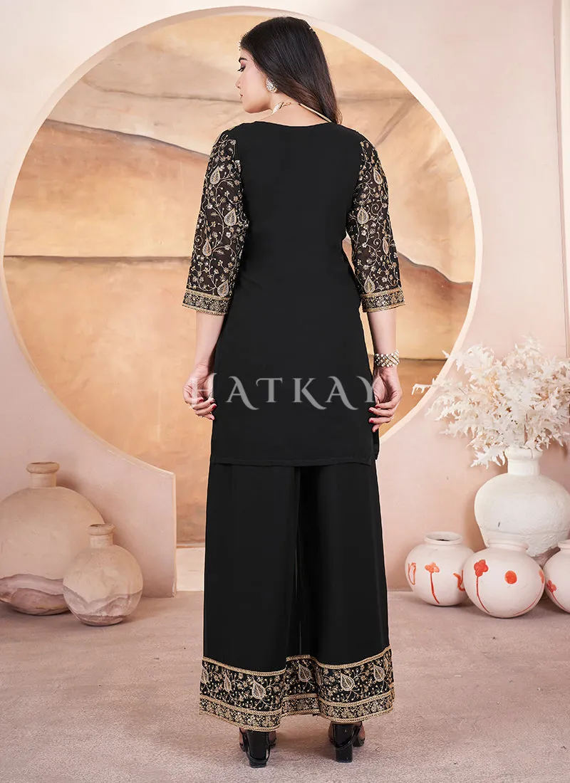 Black Georgette Palazzo Suit