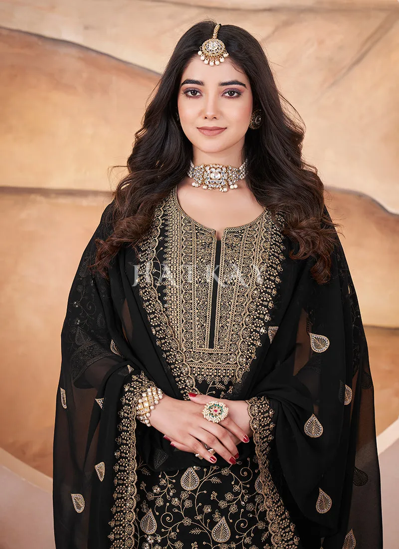 Black Georgette Palazzo Suit