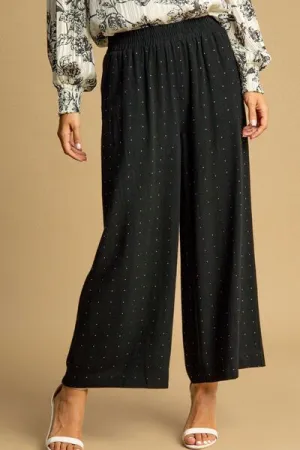 Black High Waisted Embellished Linen Pants