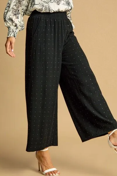 Black High Waisted Embellished Linen Pants