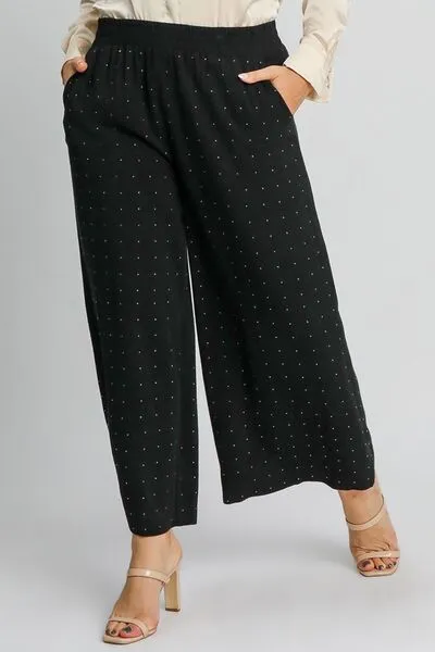 Black High Waisted Embellished Linen Pants