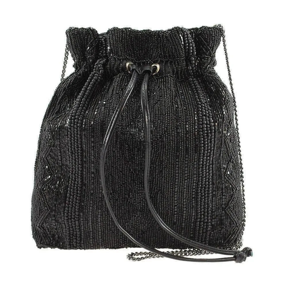 Black Out Handbag by Mary Frances, hand beaded and embroidered