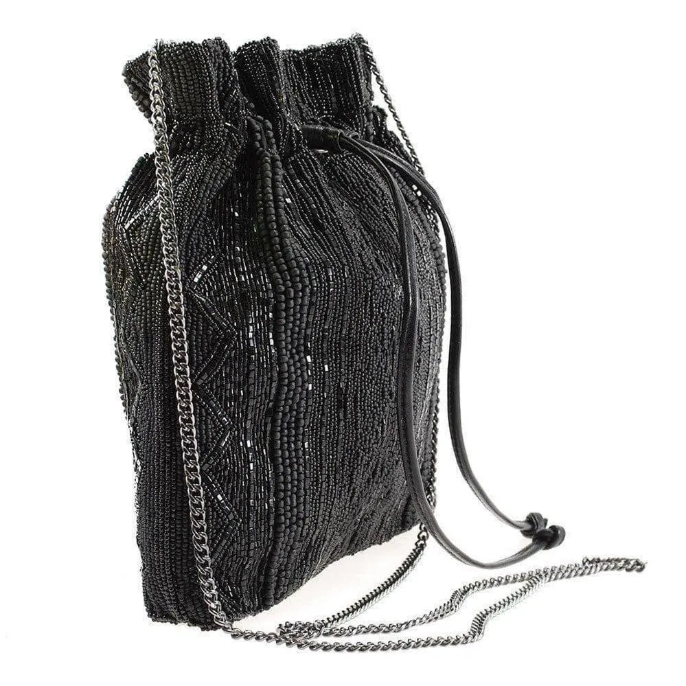 Black Out Handbag by Mary Frances, hand beaded and embroidered